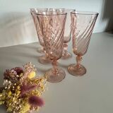 6 Rosaline Twisted Pink Champagne Flutes