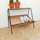 Magazines rack metal shelf and wicker years 50