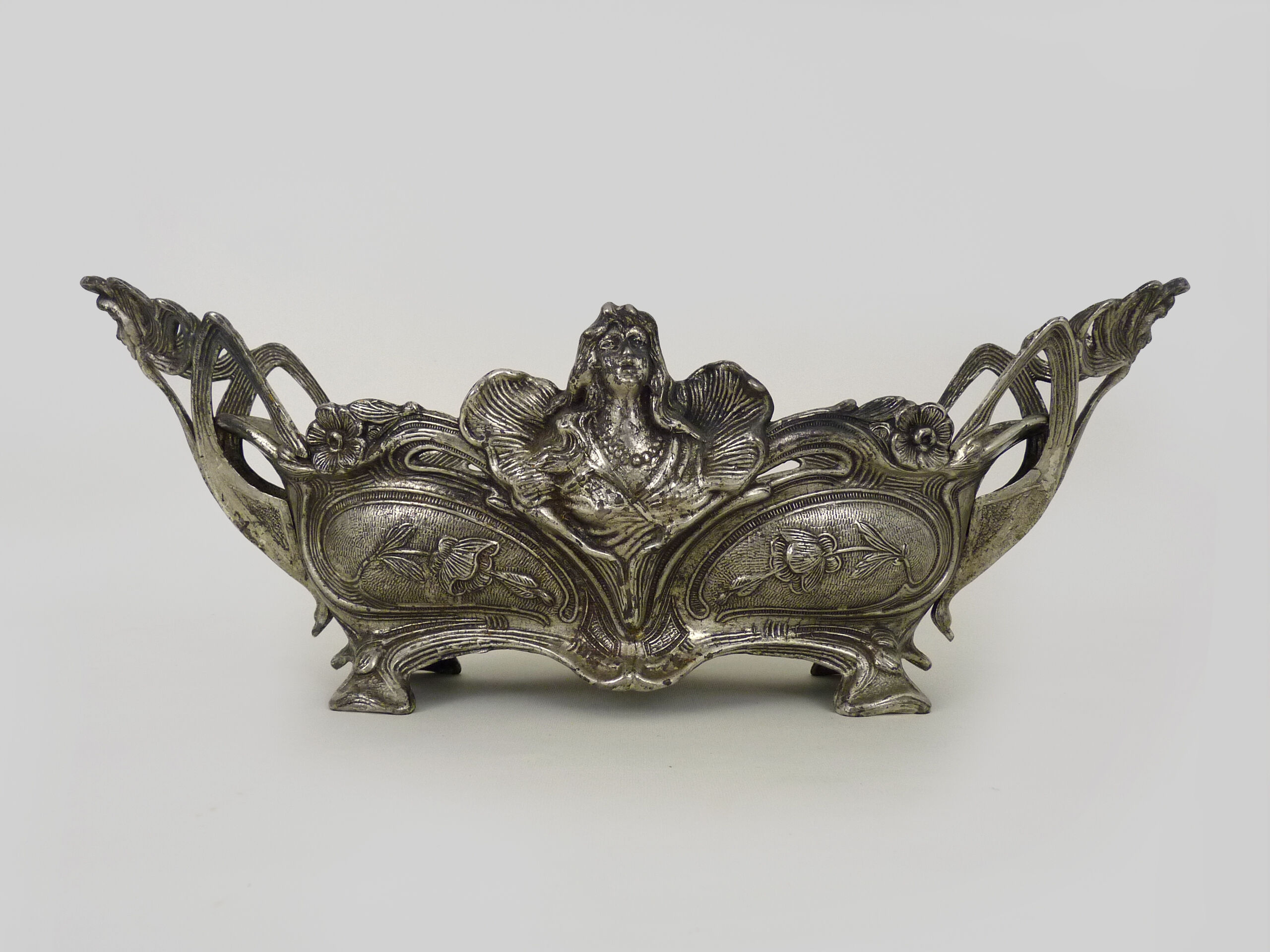 Silver bronze planter Art Nouveau era