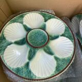 Service à huitres en faïence vert, 11 assiettes