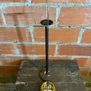 Vintage French Cast Iron Stand Ashtray + Gold Metal Ashtray #D