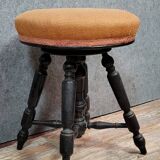Napoleon III period piano stool in blackened wood circa 1850