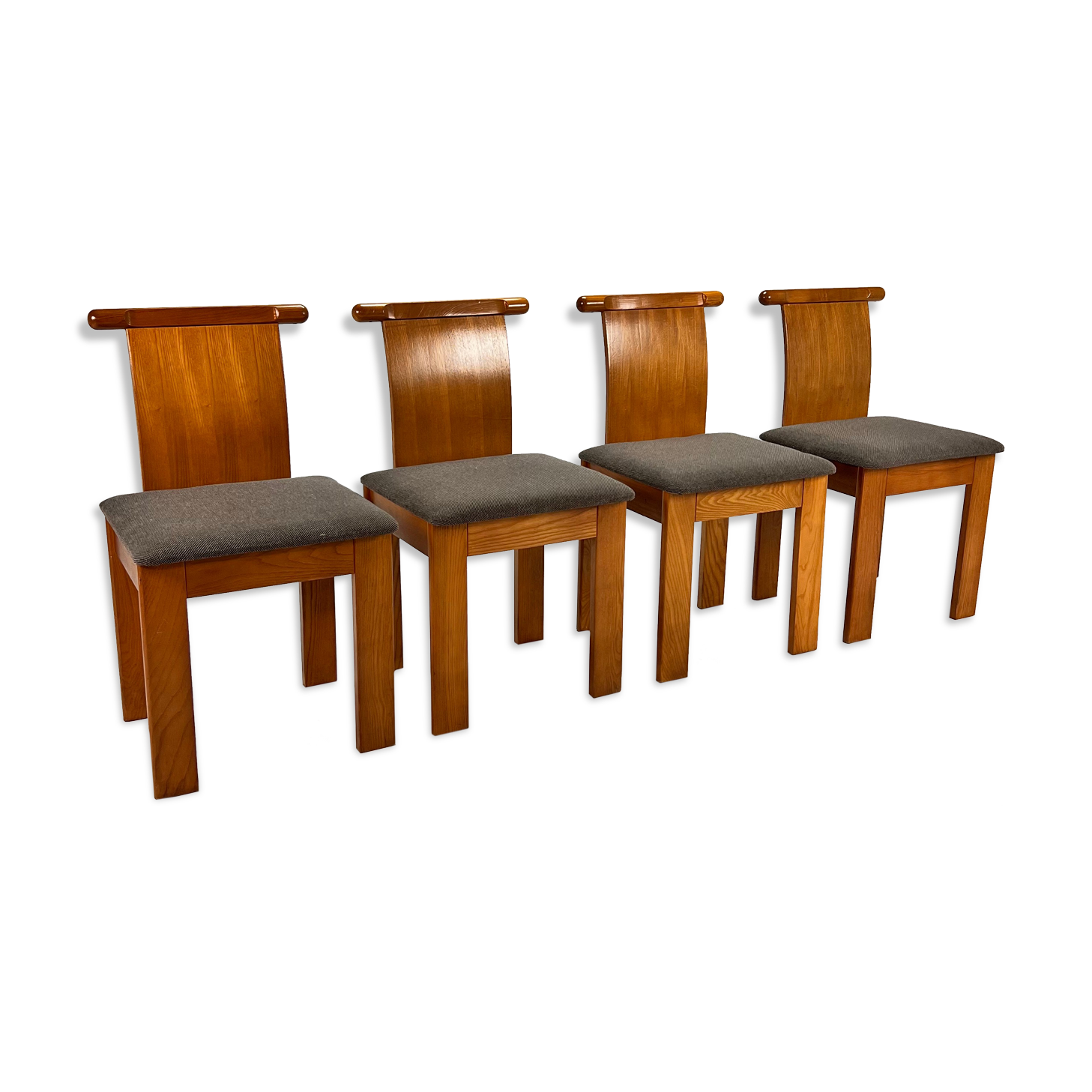Set of 4 Italian Design Birchwood Dining Chairs, 1970s