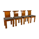 Set of 4 Italian Design Birchwood Dining Chairs, 1970s