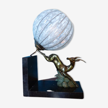 Art Deco antelope nightlight on marble base