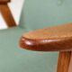 Fauteuil vintage en laine verte et bois de chêne