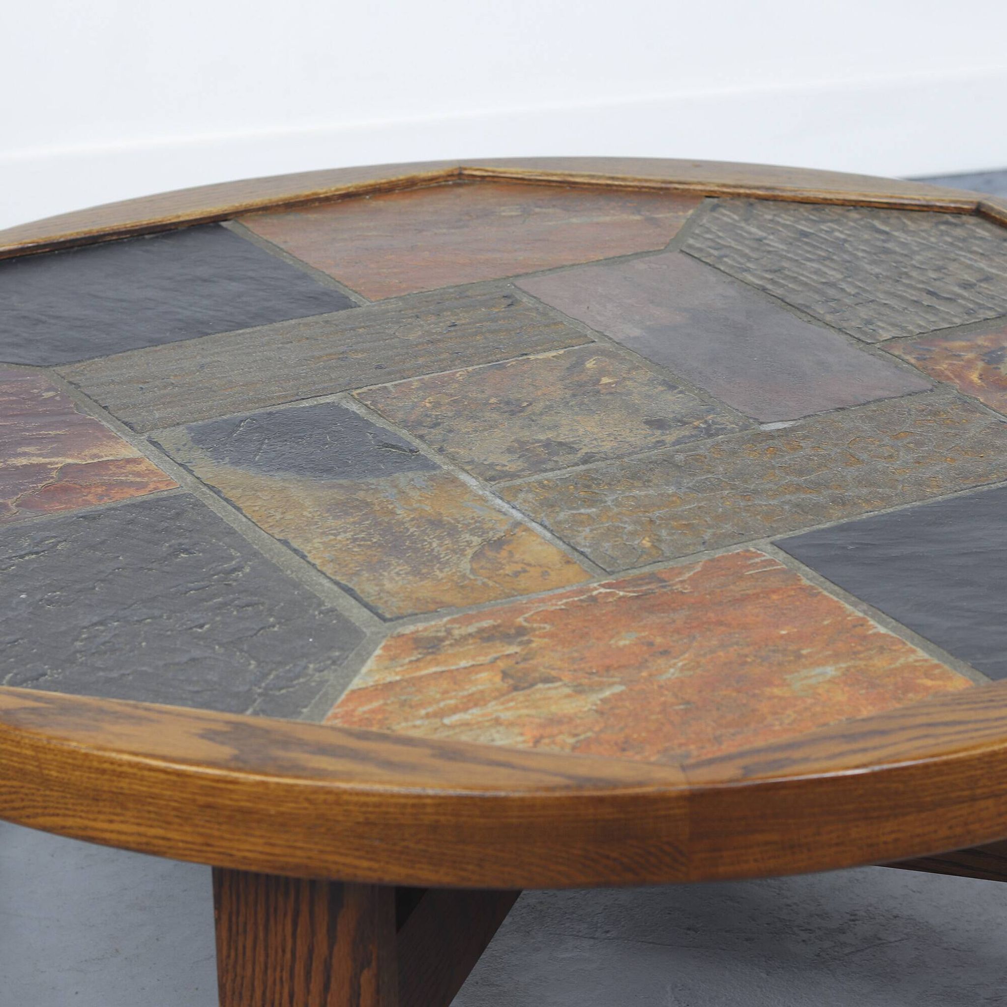 Large Round Vintage Brutalist Coffee Table
