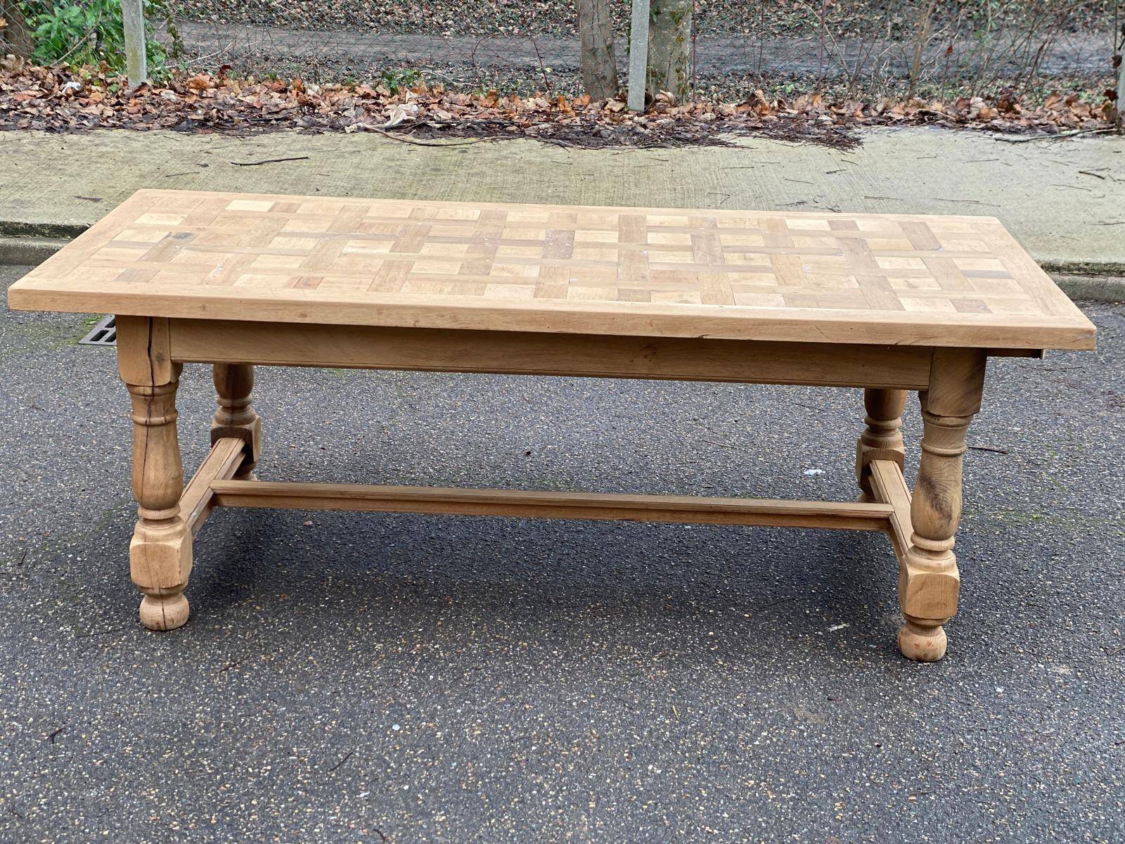 Renovated farmhouse dining table in solid oak 210cm 19th century