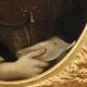 Ancient painting of a woman, oil on canvas, 17th century.