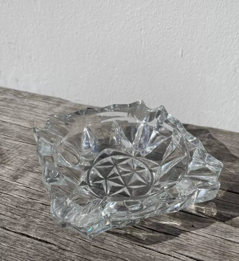 Vintage 1970s cut glass ashtray