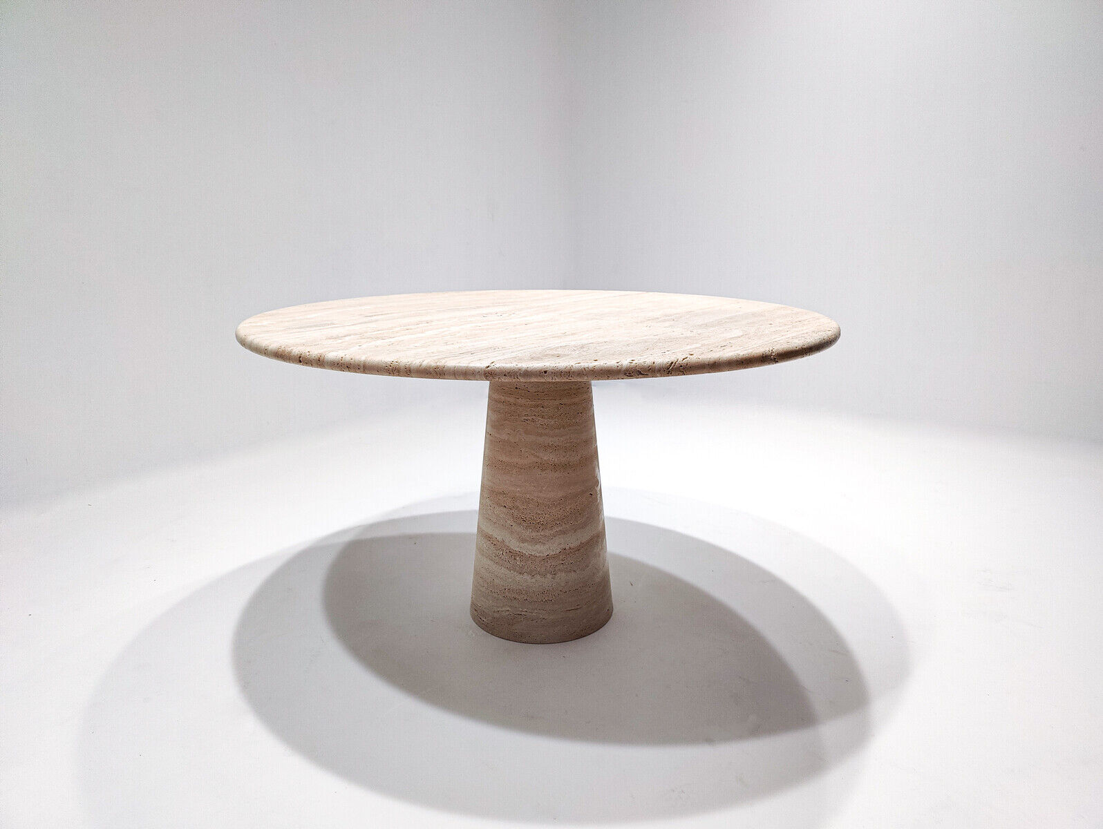 Contemporary Italian Travertine Dining Table in Beige
