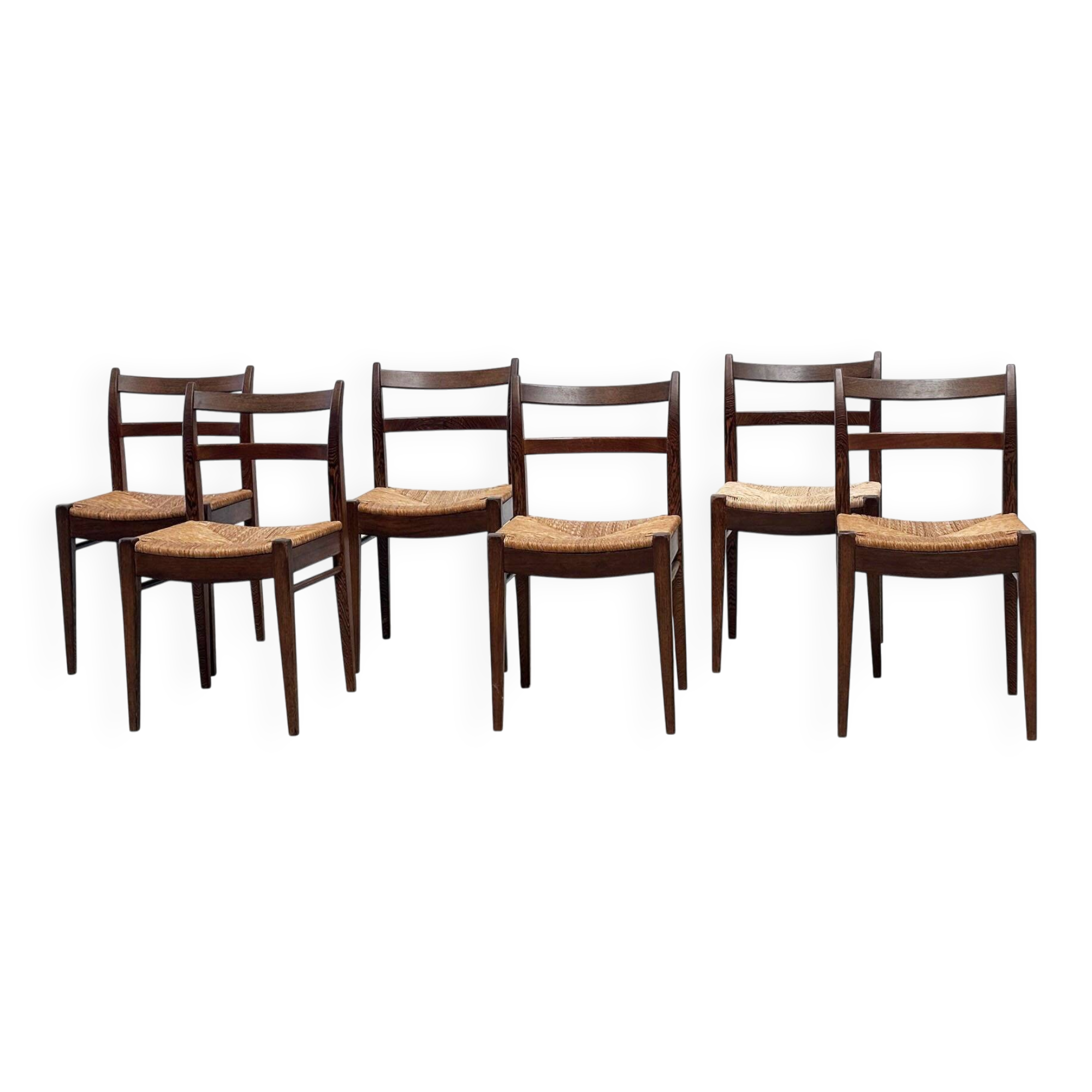 Ensemble de six chaises à repas en rotin par Jos De Mey pour Van Den Berghe Pauvers