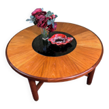 Table basse ronde GPlan en teck vintage rétro du milieu du siècle