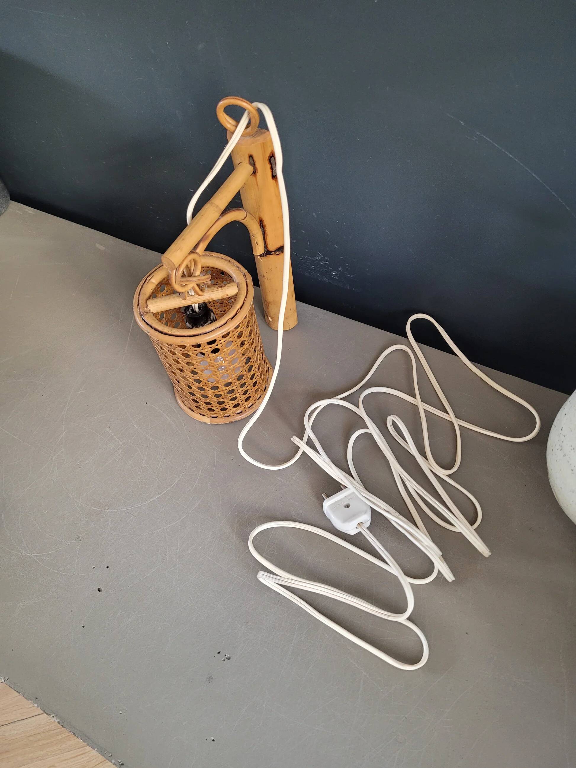 Vintage bamboo and cane wall light
