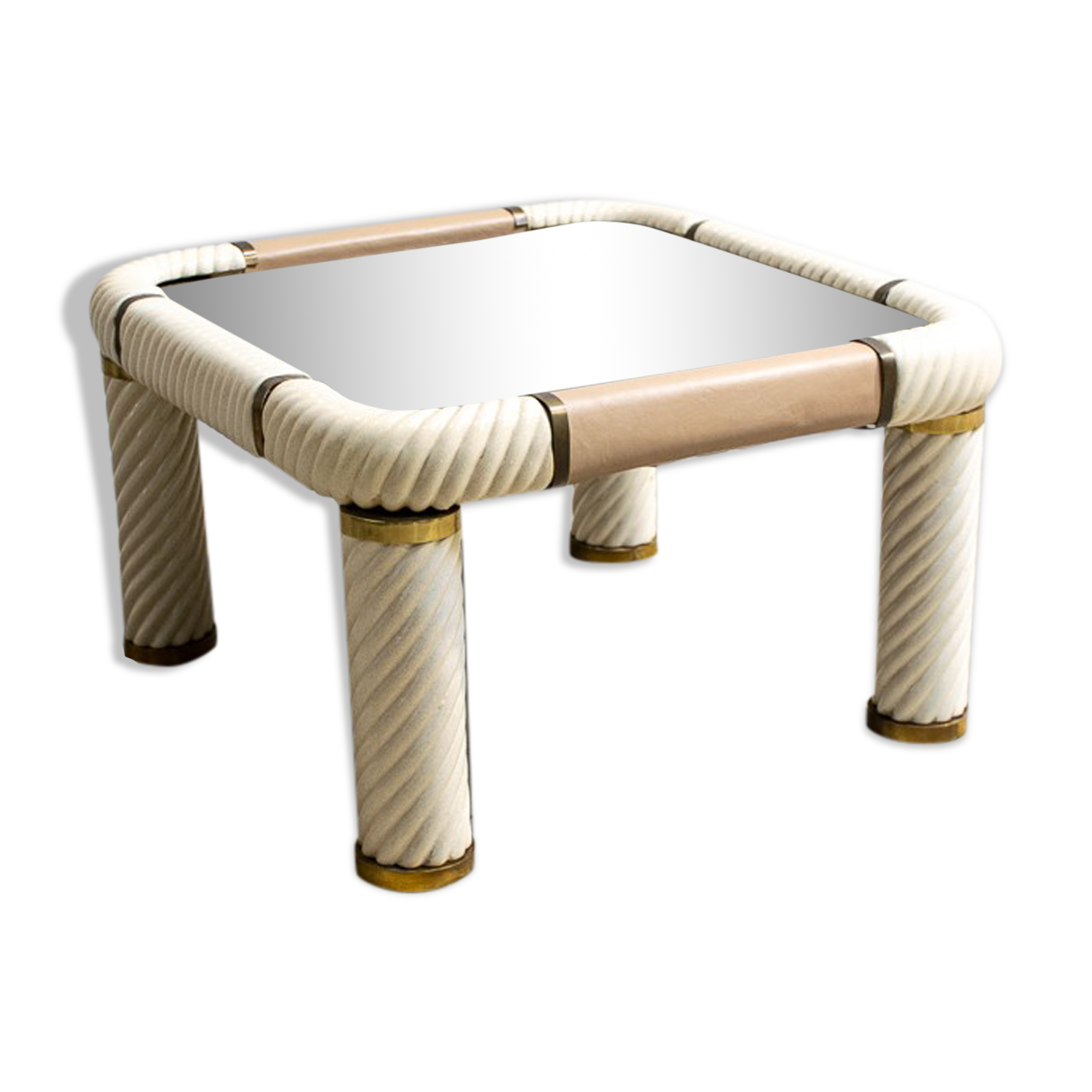 Brass and glass coffee table by Tommaso Barbi 1970'