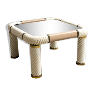 Brass and glass coffee table by Tommaso Barbi 1970'