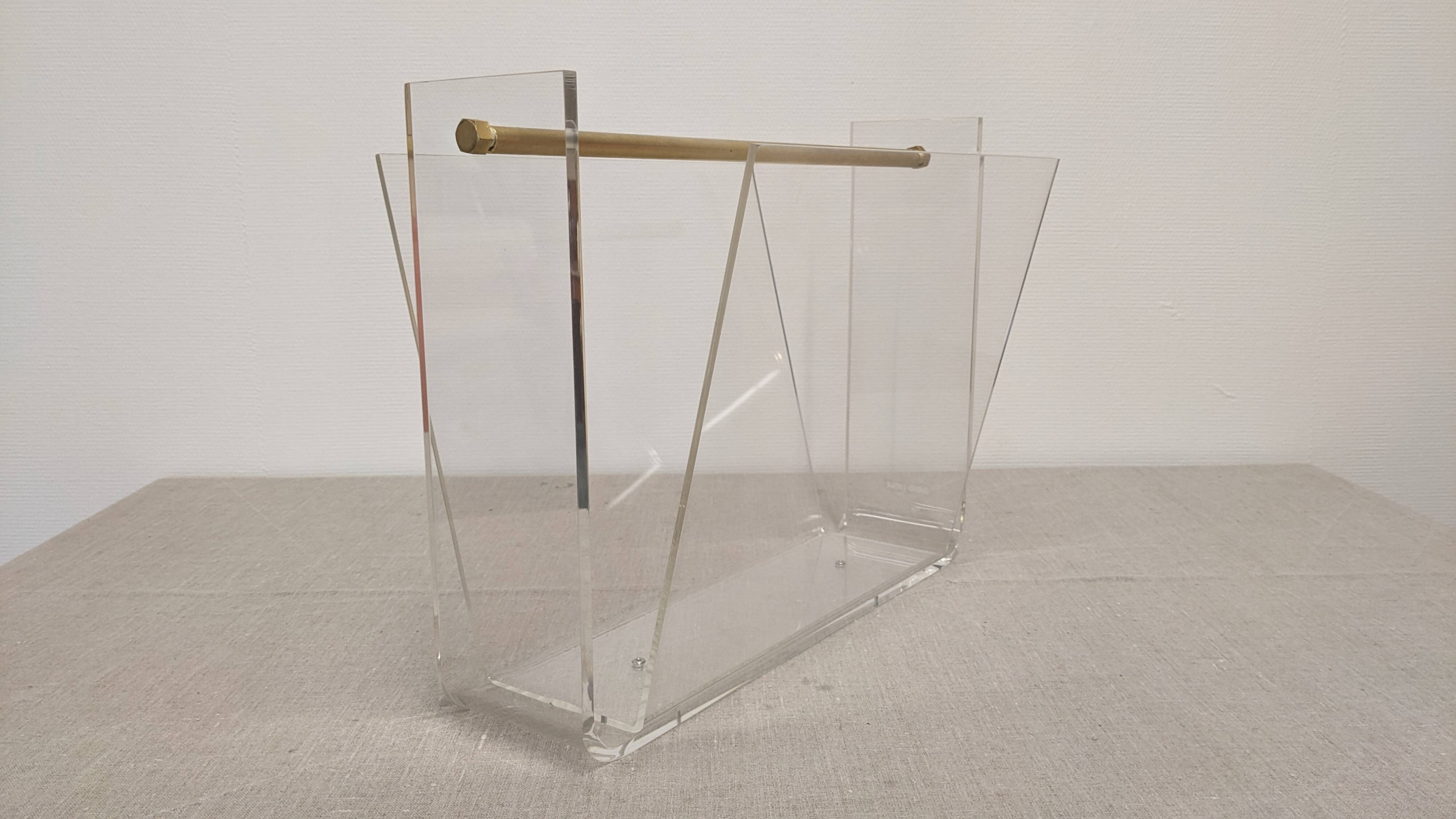 Acrylic magazine rack by David Lange, France circa 1970.