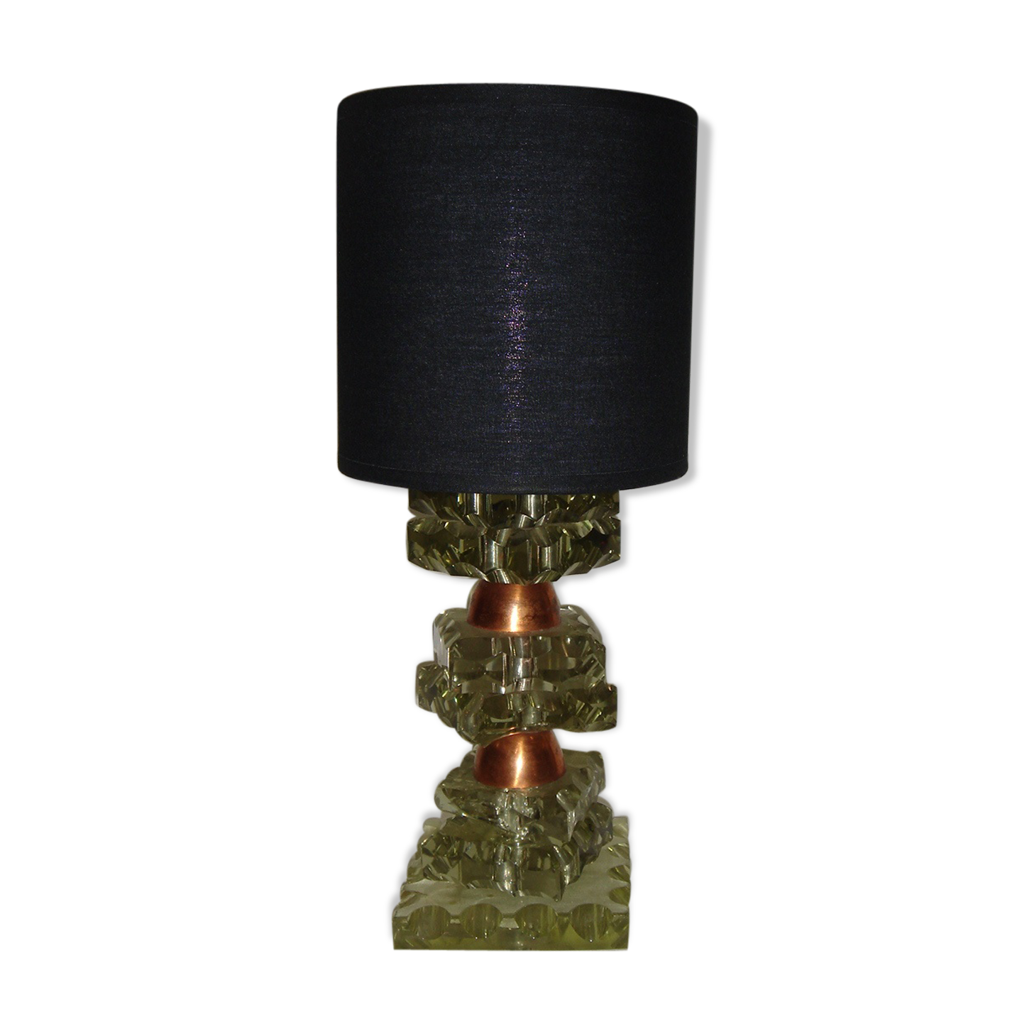 Lampe en verre & cuivre de 1940