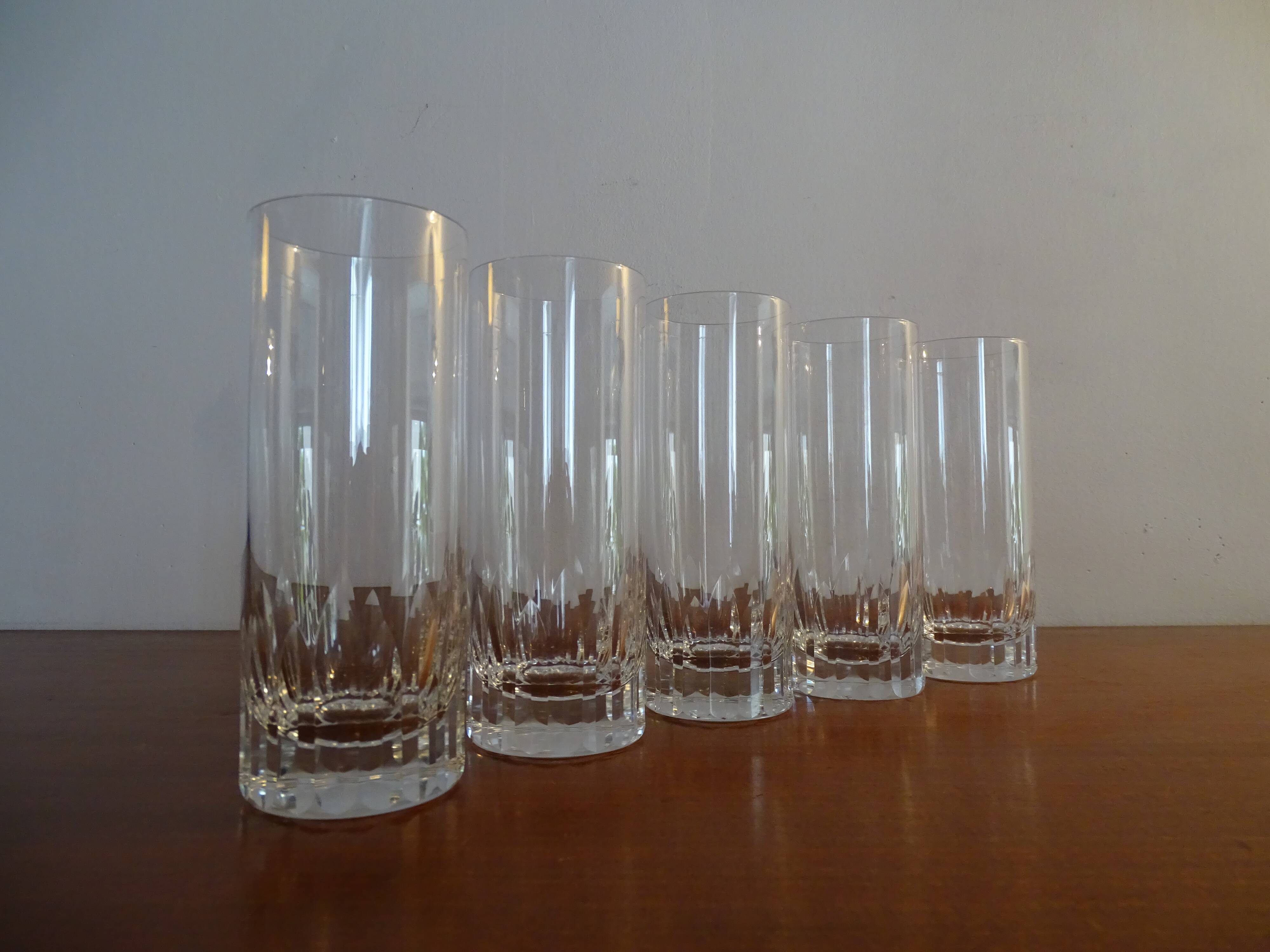 5 old baccarat crystal orangeade glasses, cassino model - 15.5 cm