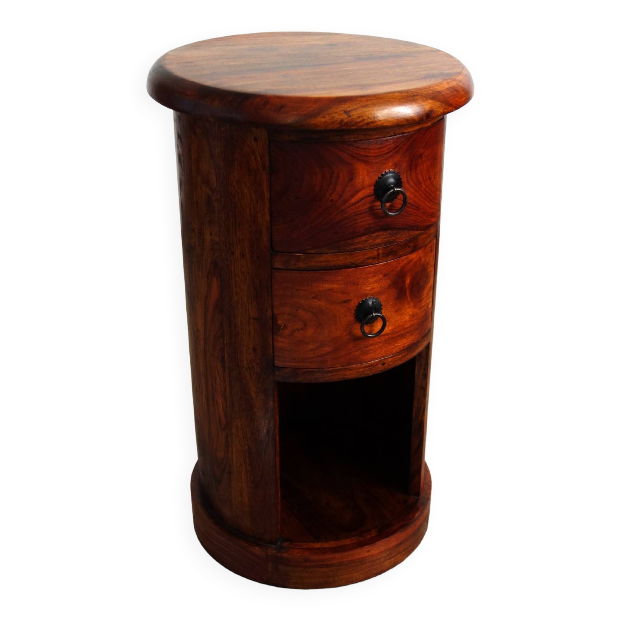 Petit meuble d'appoint circulaire ou chiffonnier en palissandre années 60, Inde