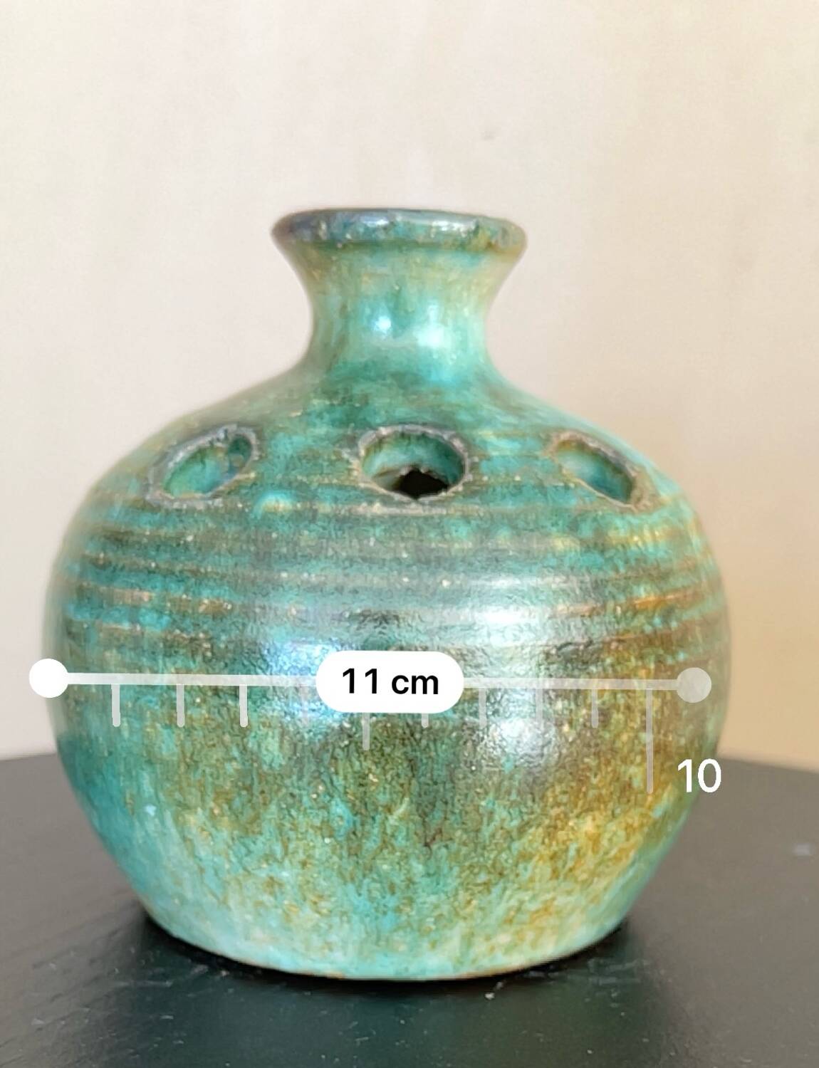 Vintage green/blue flower spike vase