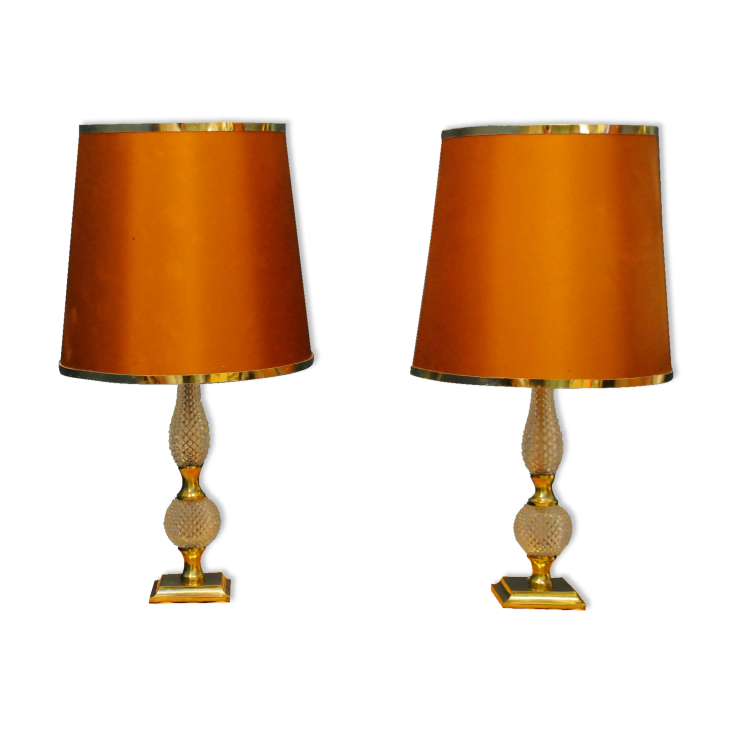 Paire de lampes en verre, modèle baccarat, xxe siècle
