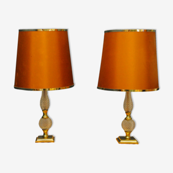 Pair of glass lamps, Baccarat model, twentieth century