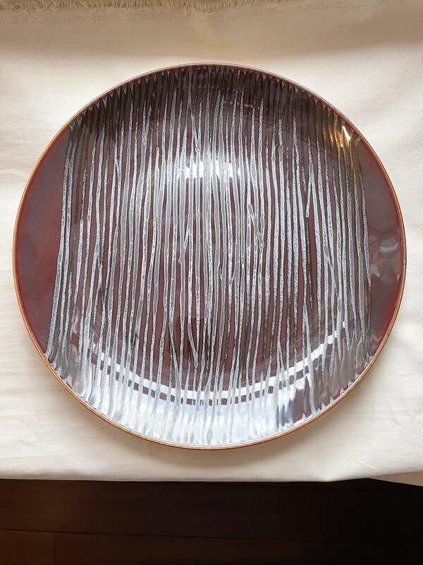 1 Presentation Plate 29.5 cm Chrome Yellow - Limoges Porcelain