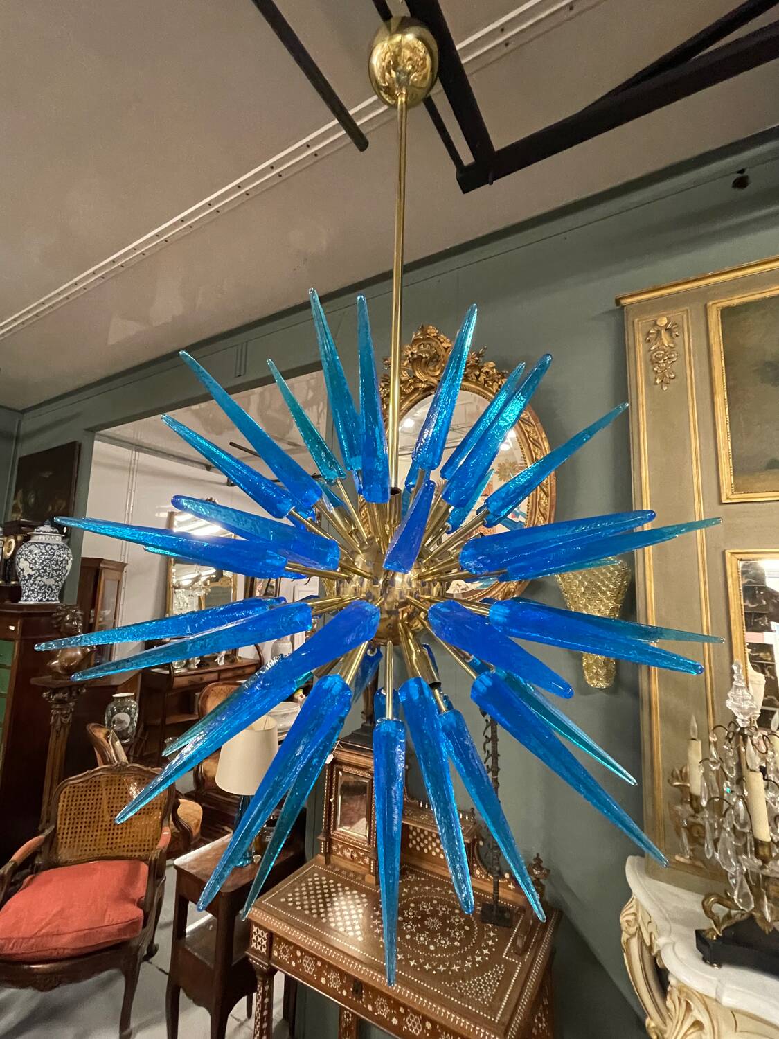 Large murano glass chandelier sputnik style 12 lights