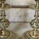 pair of openwork gilded brass candlesticks from the 19th century