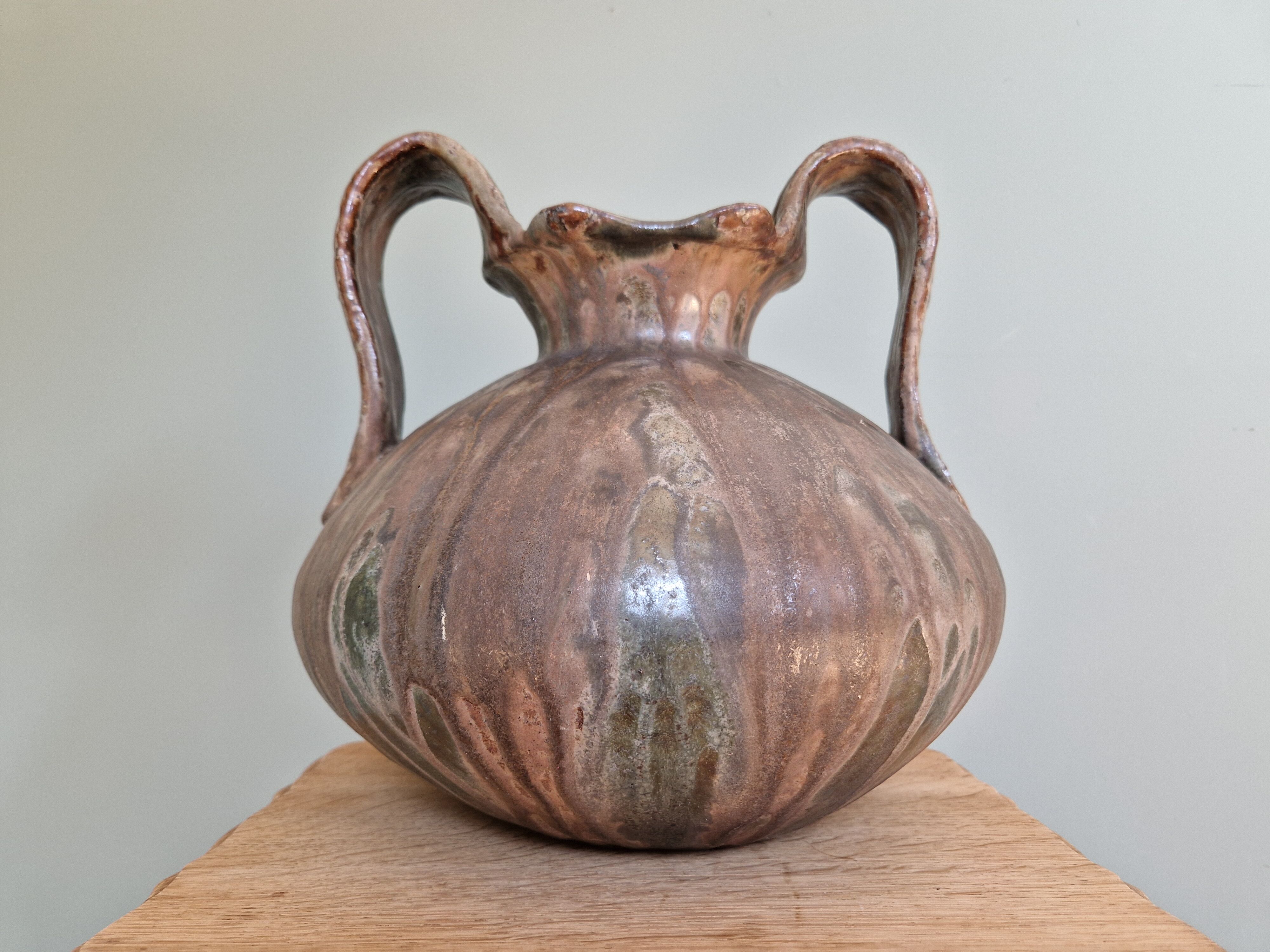 Vase in flamed sandstone by Edgard Aubry 1920s 1930s