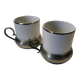 Charming vintage Italian espresso coffee cups White Porcelain and silver base