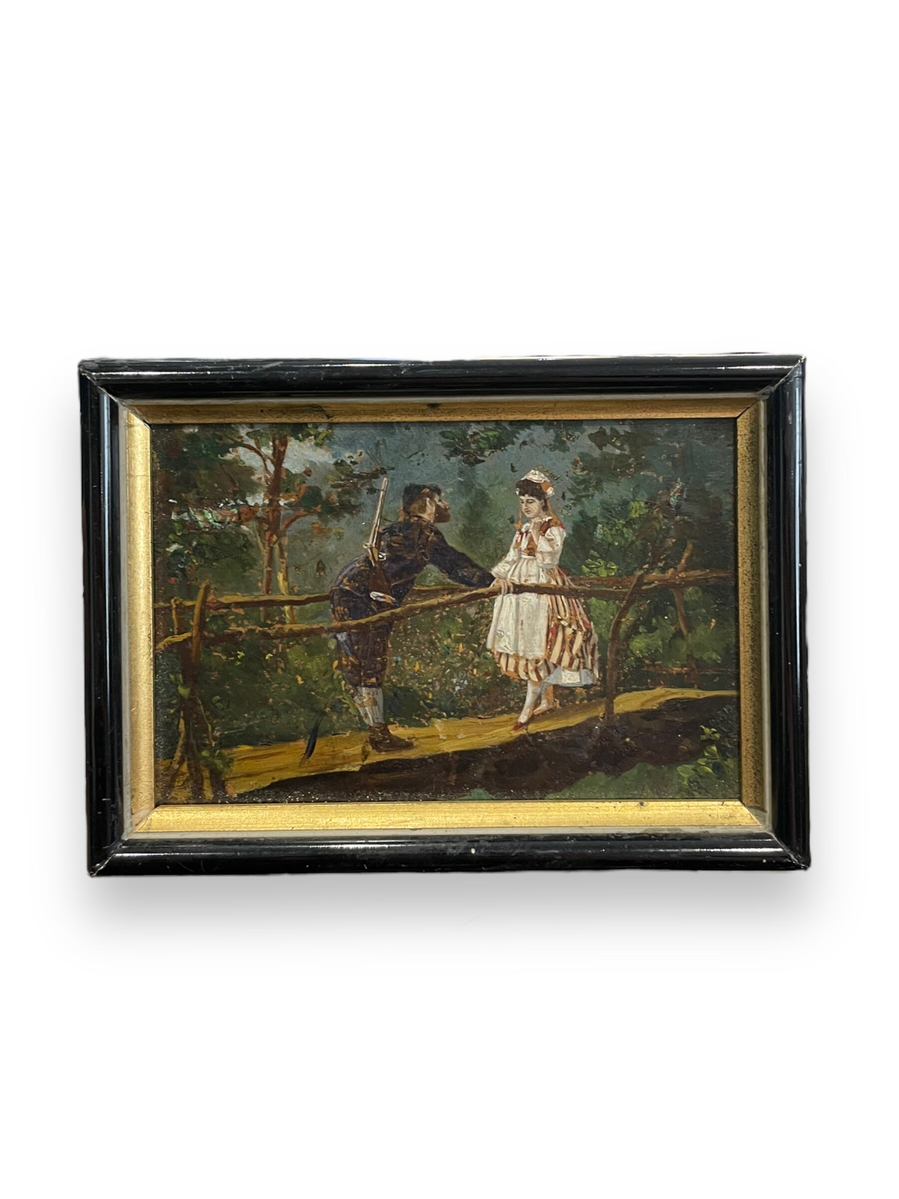 Oil on panel XIXth gallant scene