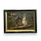 Oil on panel XIXth gallant scene