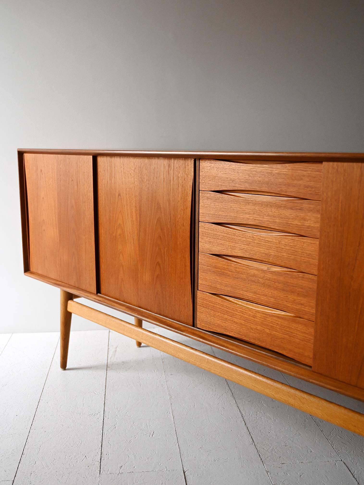 Vintage Scandinavian Teak Sideboard with Drawers
