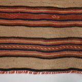 2x8 Red Striped Kilim Runner Rug, 75x254Cm