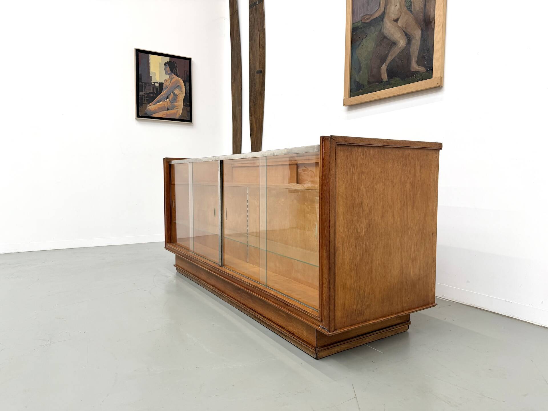 Vintage Siegel Paris workbench in oak and glass – 1950