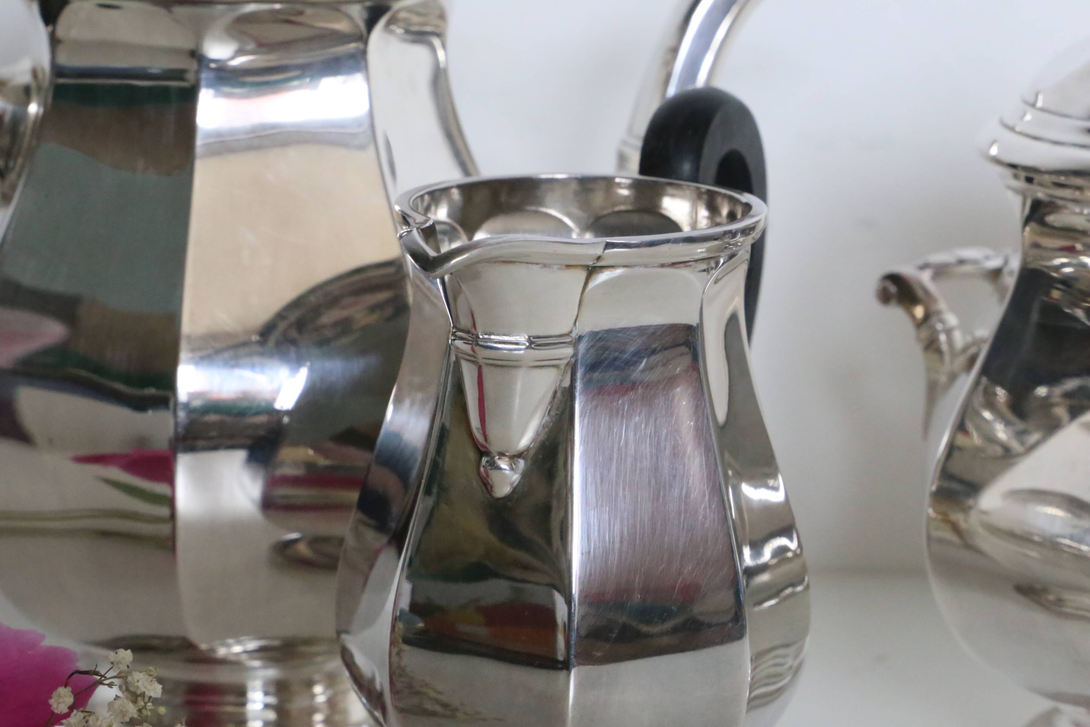 Silver-plated coffee service with ebony handles