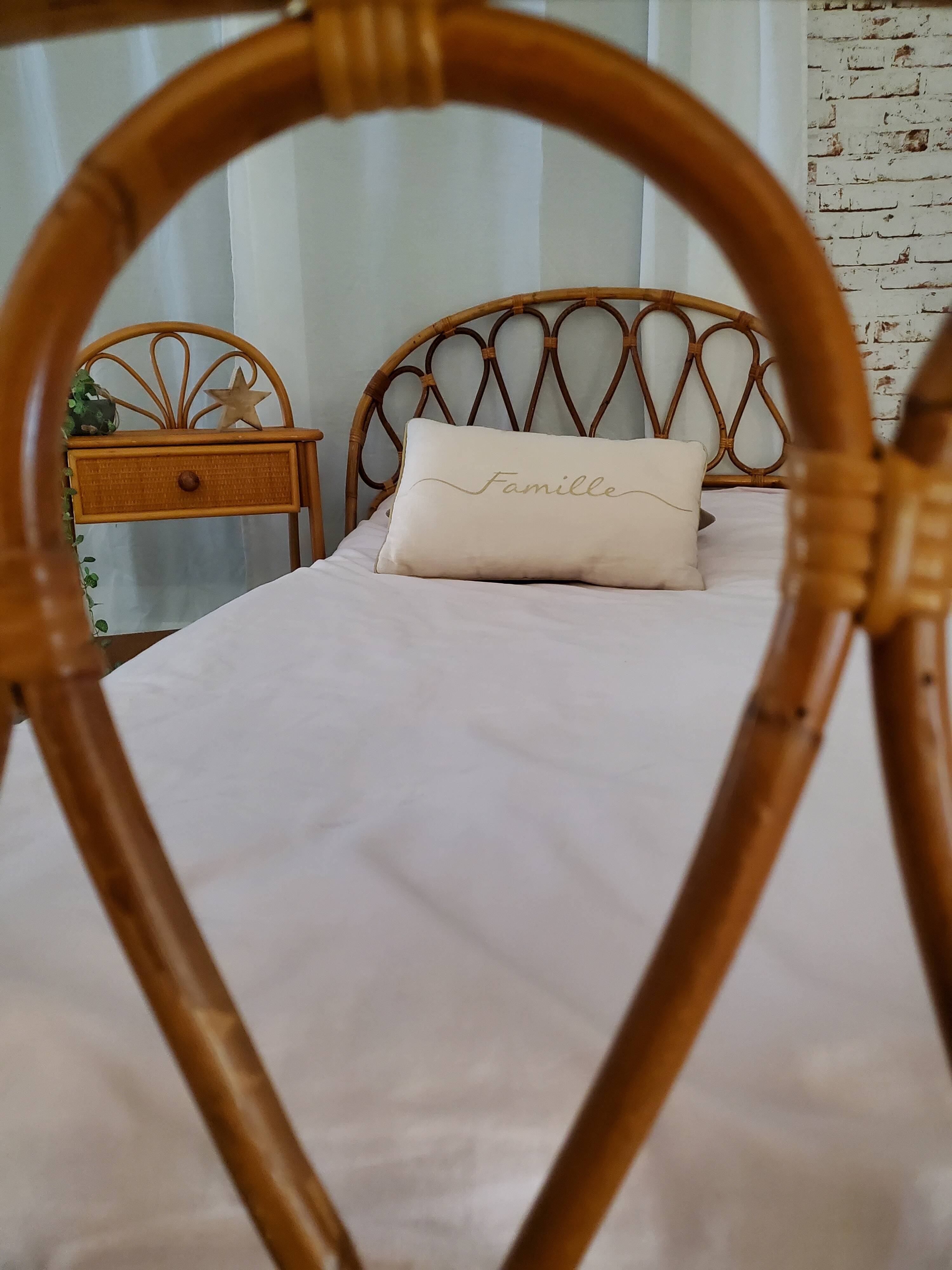 Rattan bed and bedside set