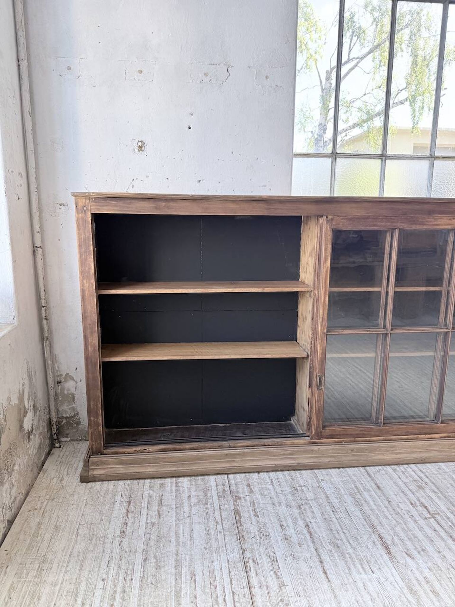 XXL industrial sideboard with glass doors