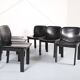 Lot de 6 chaises de salle à manger en bois et cuir noir