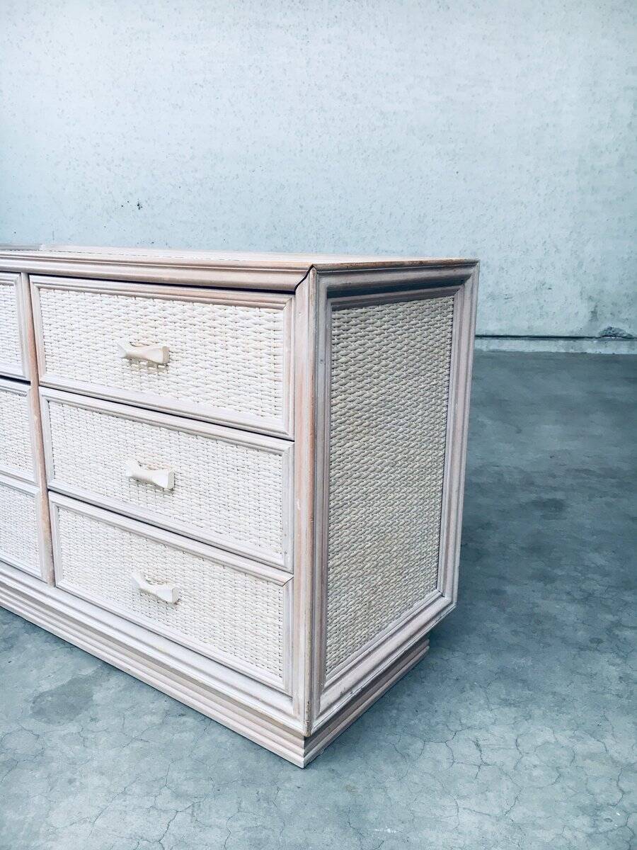 Washed Rattan Chest of Drawers, 1980s