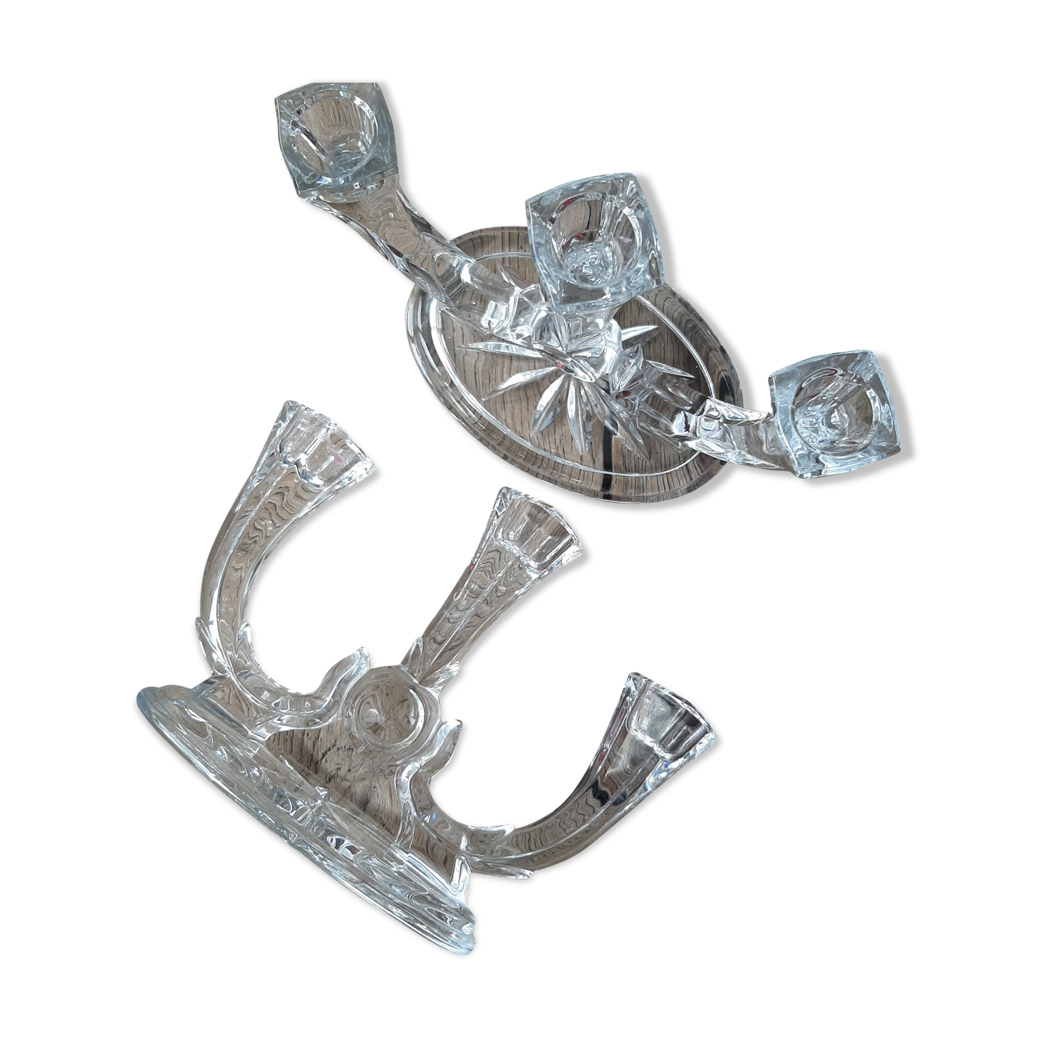 2 crystal candle holders