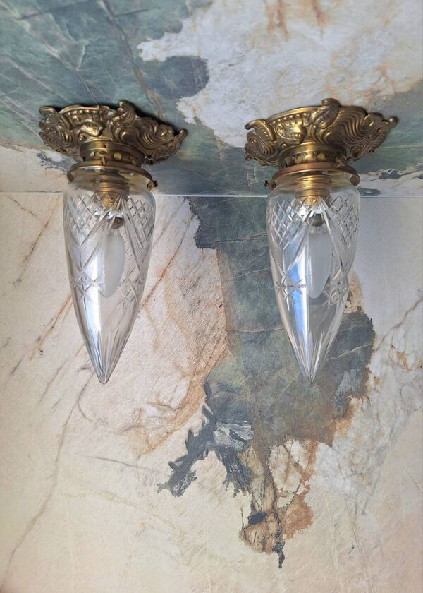 Paires de plafonniers art déco, luminaires anciens