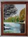Painting / oil landscape river signed vintage 30x37.5
