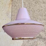 Vintage pink glass pendant light in Space Age style