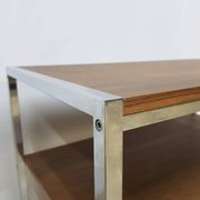 Mobile side table, brown, veneer, chrome-plated steel, Germany, 1970s.