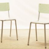 Pair of formica chairs and wood