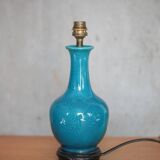 Vintage ceramic lamp, turquoise blue table lamp, bedside lamp.