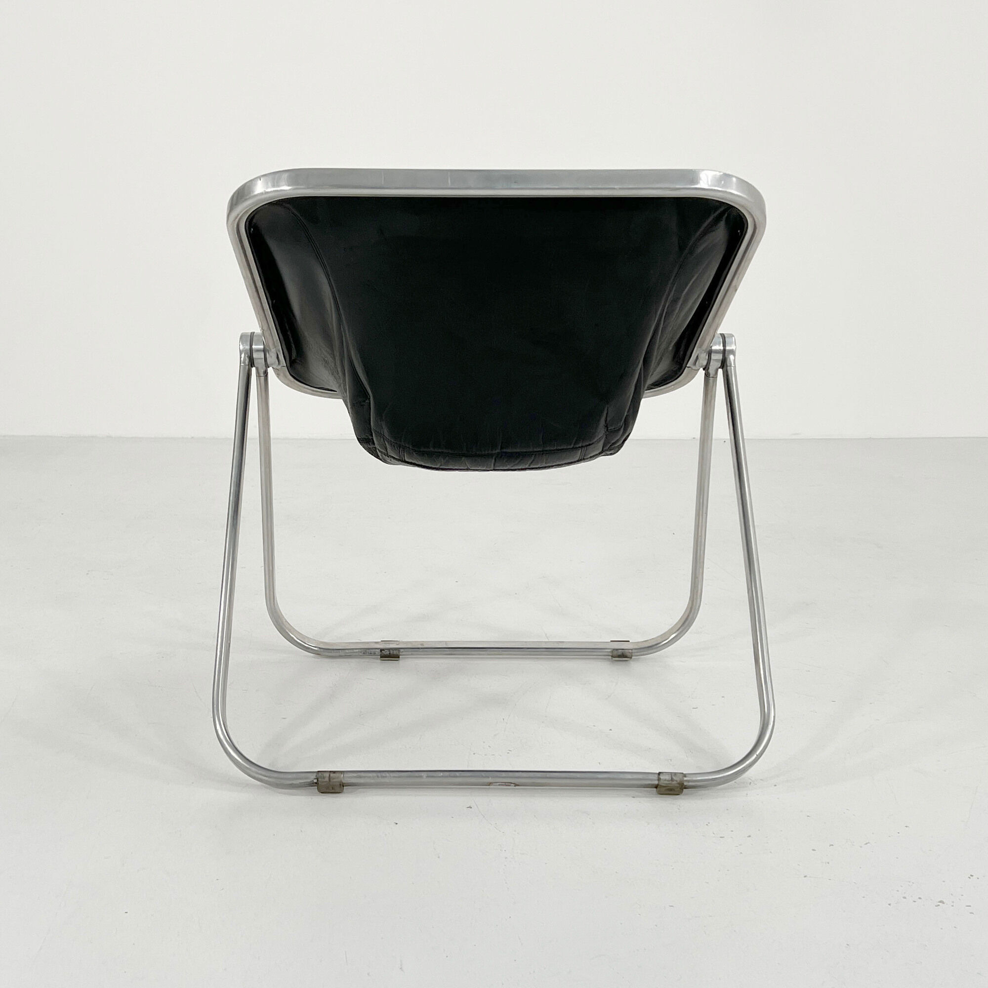Plona chair in black leather by Giancarlo Piretti for Anonima Castelli, 1970